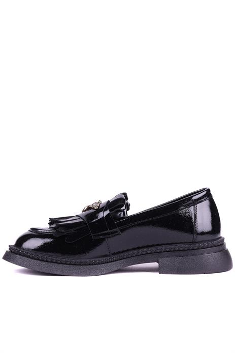 Shoetyle - Hakiki Rugan Deri Siyah Renk Kadın Loafer - 25101904
