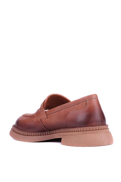 Shoetyle - Hakiki Deri Taba Rengi Kadın Loafer - 25101905