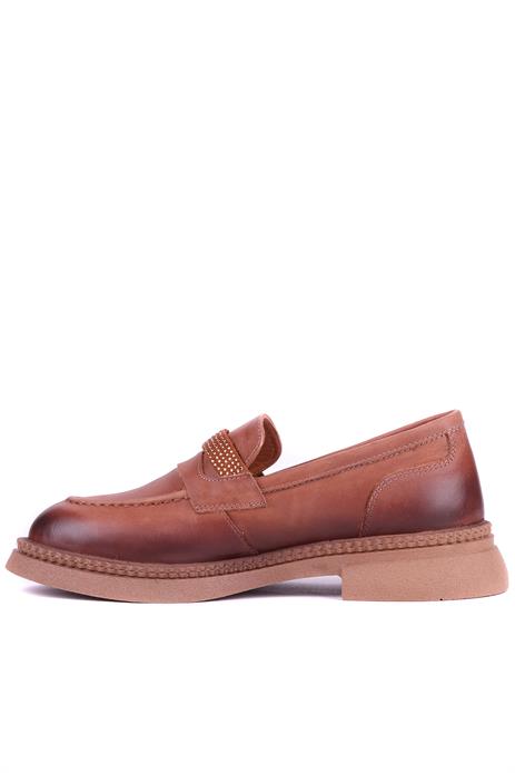 Shoetyle - Hakiki Deri Taba Rengi Kadın Loafer - 25101905