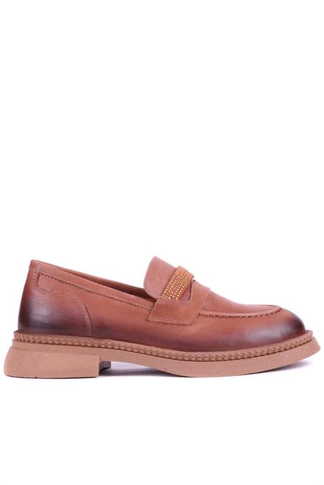 Shoetyle - Hakiki Deri Taba Rengi Kadın Loafer - 25101905