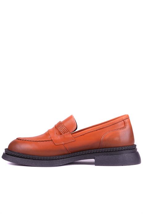 Shoetyle - Hakiki Deri Turuncu Renk Kadın Loafer - 25101905