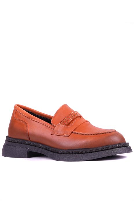 Shoetyle - Hakiki Deri Turuncu Renk Kadın Loafer - 25101905