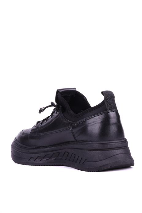 Shoetyle - Hakiki Deri Siyah Renk Kadın Günlük Ayakkabı - 25102204