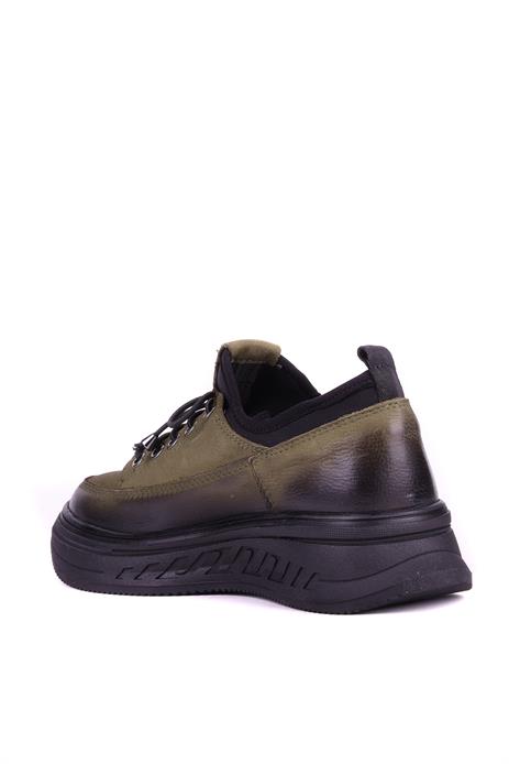 Shoetyle - Hakiki Deri Haki Renk Kadın Günlük Ayakkabı - 25102204