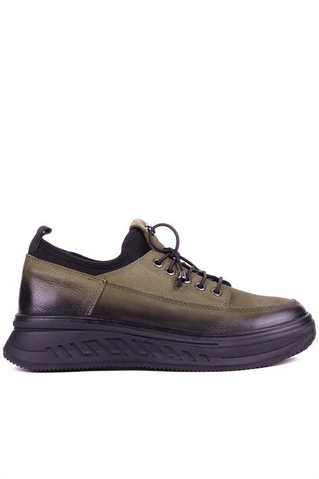 Shoetyle - Hakiki Deri Haki Renk Kadın Günlük Ayakkabı - 25102204