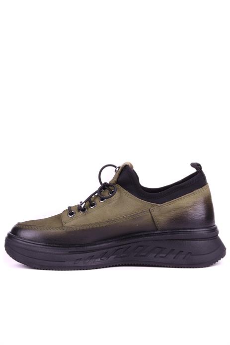 Shoetyle - Hakiki Deri Haki Renk Kadın Günlük Ayakkabı - 25102204