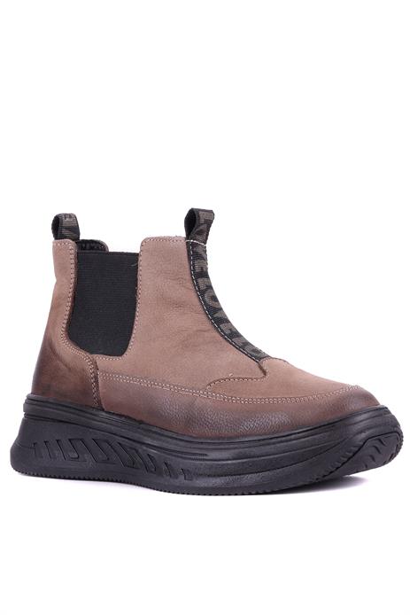 Shoetyle - Hakiki Nubuk Deri Vizon Rengi Kadın Chelsea Bot - 25102251