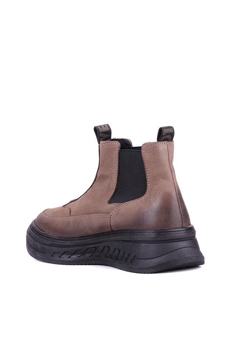 Shoetyle - Hakiki Nubuk Deri Vizon Rengi Kadın Chelsea Bot - 25102251