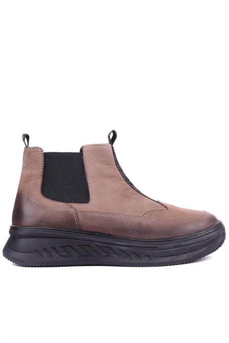 Shoetyle - Hakiki Nubuk Deri Vizon Rengi Kadın Chelsea Bot - 25102251