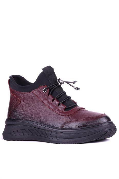 Shoetyle - Hakiki Deri Bordo Renk Kadın Bot - 25102253