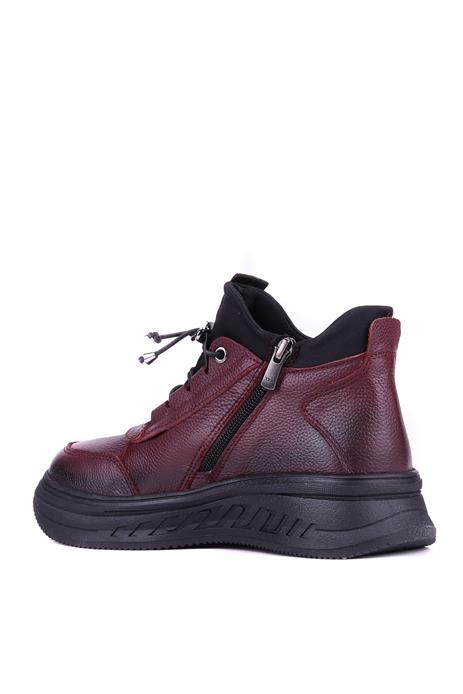 Shoetyle - Hakiki Deri Bordo Renk Kadın Bot - 25102253