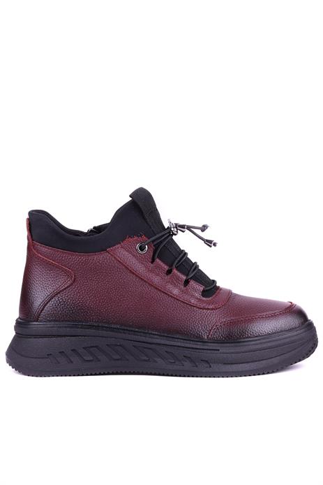 Shoetyle - Hakiki Deri Bordo Renk Kadın Bot - 25102253