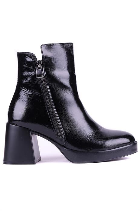Shoetyle - Hakiki Deri Siyah Rugan Topuklu Kadın Bot - 25102453