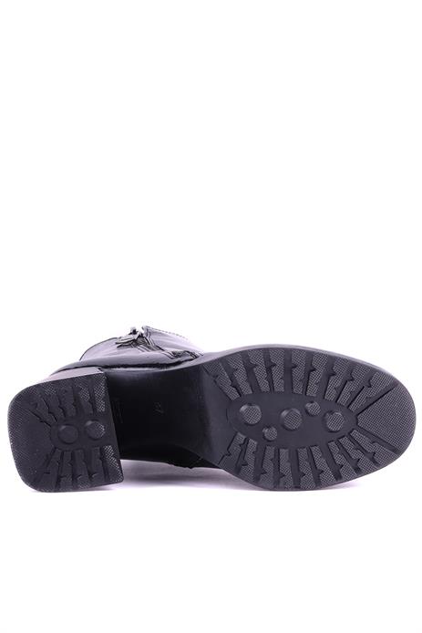 Shoetyle - Hakiki Deri Siyah Rugan Topuklu Kadın Bot - 25102453