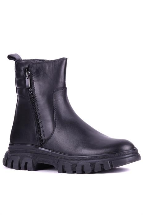 Shoetyle - Hakiki Deri Siyah Renk Fermuarlı Kadın Chelsea Bot - 25103053