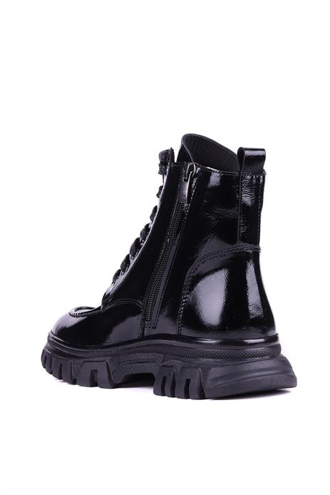 Shoetyle - Hakiki Deri Siyah Rugan Kadın Bot - 25103054