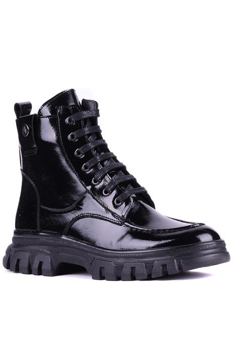 Shoetyle - Hakiki Deri Siyah Rugan Kadın Bot - 25103054