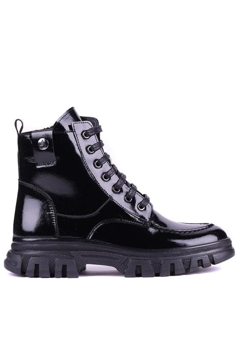 Shoetyle - Hakiki Deri Siyah Rugan Kadın Bot - 25103054