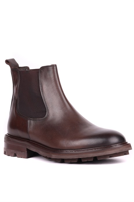 Shoetyle - Kahverengi Hakiki Deri Erkek Chelsea Bot 500-9004