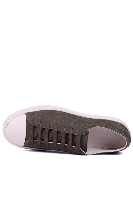 Shoetyle - Hakiki Nubuk Deri Haki Renk Erkek Sneaker - 666-0381