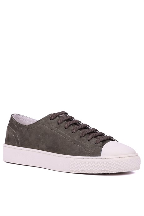 Shoetyle - Hakiki Nubuk Deri Haki Renk Erkek Sneaker - 666-0381