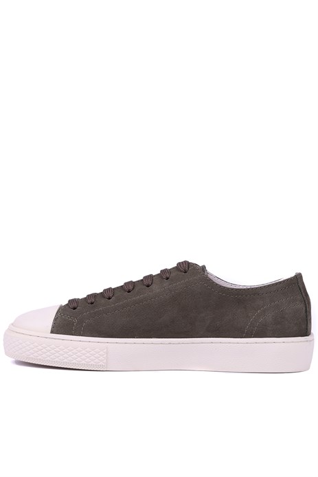 Shoetyle - Hakiki Nubuk Deri Haki Renk Erkek Sneaker - 666-0381