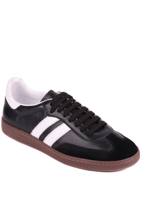Shoetyle - Siyah Hakiki Deri Bağcıklı Erkek Sneaker 666-1077