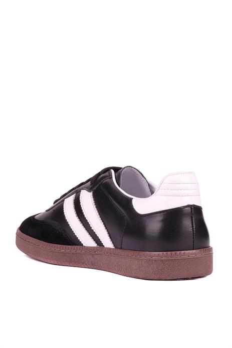 Shoetyle - Siyah Hakiki Deri Bağcıklı Erkek Sneaker 666-1077