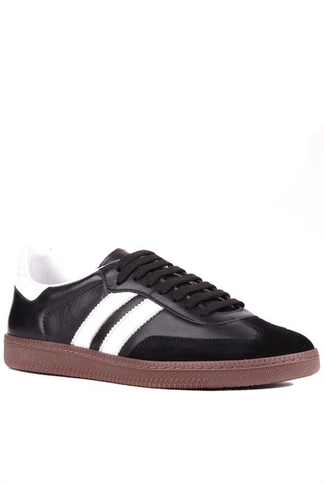 Shoetyle - Siyah Hakiki Deri Bağcıklı Erkek Sneaker 666-1077