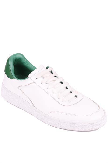 Shoetyle - Beyaz Hakiki Deri Bağcıklı Erkek Sneaker 666-11