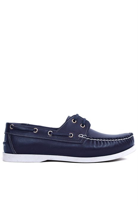 Shoetyle - Hakiki Deri Lacivert Günlük Erkek Loafer Ayakkabı - 900-26009