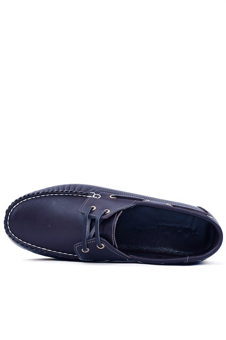 Shoetyle - Hakiki Deri Lacivert Günlük Erkek Loafer Ayakkabı - 900-26009