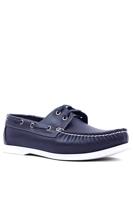 Shoetyle - Hakiki Deri Lacivert Günlük Erkek Loafer Ayakkabı - 900-26009