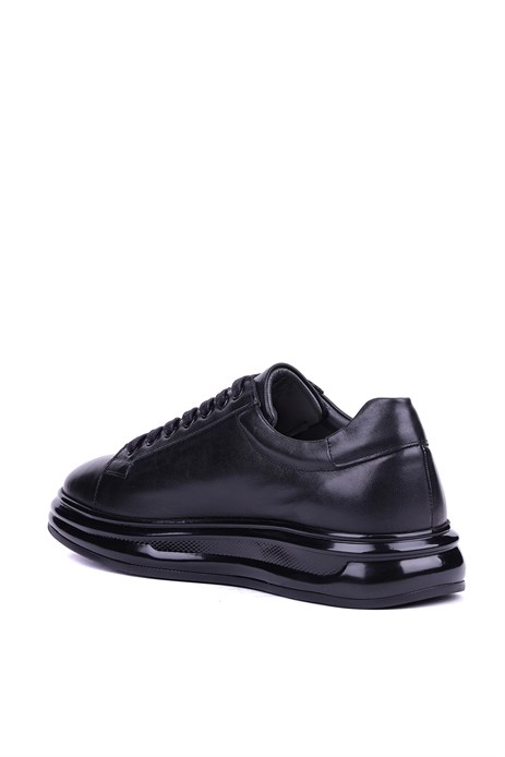 Fosco - Hakiki Deri Siyah Renk Erkek Deri Sneaker - 3240 