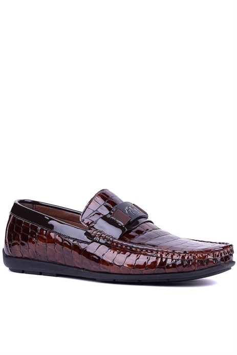 Fosco - Hakiki Deri Taba Croco Erkek Loafer - 2094 