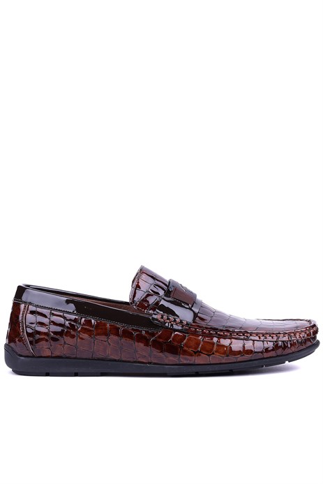 Fosco - Hakiki Deri Taba Croco Erkek Loafer - 2094 