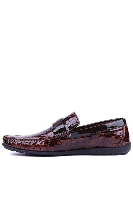 Fosco - Hakiki Deri Taba Croco Erkek Loafer - 2094 