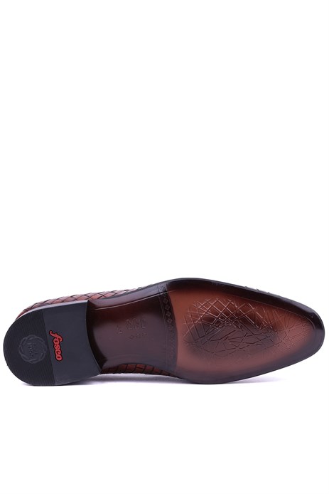 Fosco - Hakiki Deri Taba Rengi Özel El Örgüsü Erkek Klasik Ayakkabı - 2090 
