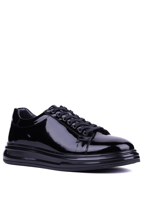 Fosco - Hakiki Rugan Deri Siyah Renk Erkek Sneaker - 3240