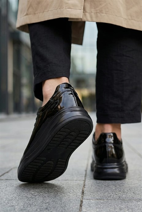 Fosco - Hakiki Rugan Deri Siyah Renk Erkek Sneaker - 3240