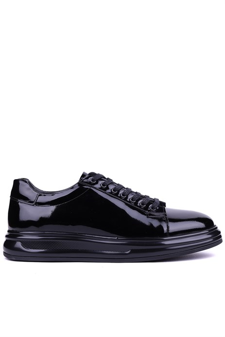 Fosco - Hakiki Rugan Deri Siyah Renk Erkek Sneaker - 3240