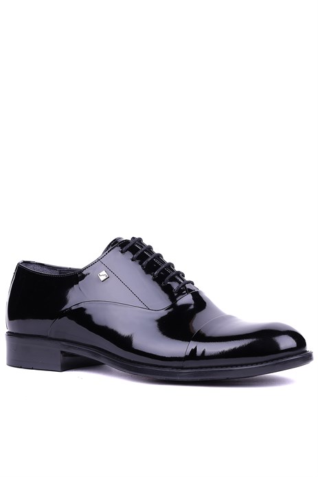 Fosco - Hakiki Rugan Deri Siyah Renk Klasik Erkek Ayakkabı - 7102 