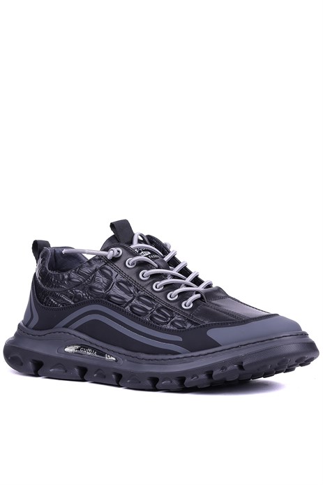 Guja - Hakiki Deri - Tekstil Air Taban Siyah Renk Erkek Sneaker - 900-563