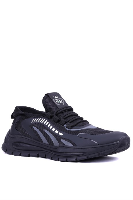 Guja - Hakiki Deri - Tekstil Siyah Renk Erkek Sneaker - 900-519 