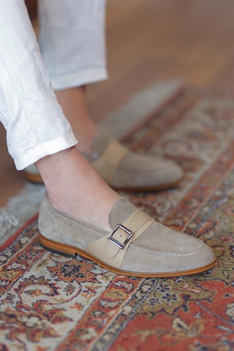 Shoetyle - Bej Hakiki Süet Deri Erkek Klasik Ayakkabı 115-K580