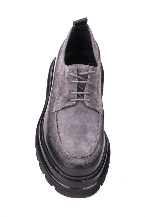 Shoetyle - Gri Hakiki Süet Bağcıklı Günlük Erkek Ayakkabı 115-K609