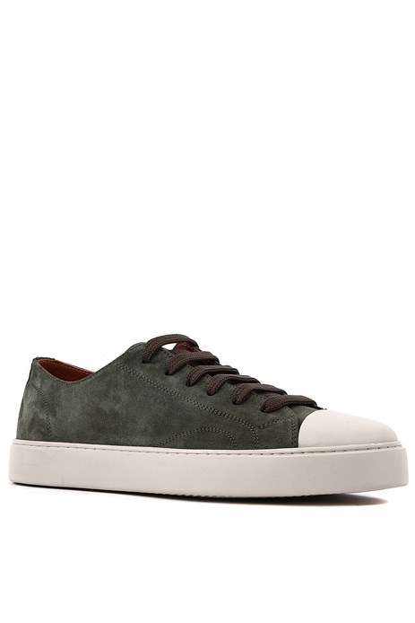 Shoetyle - Haki Hakiki Süet Bağcıklı Erkek Sneaker 666-25