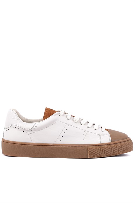 Shoetyle - Hakiki Deri Bej Rengi Erkek Sneaker - 666-03-80 