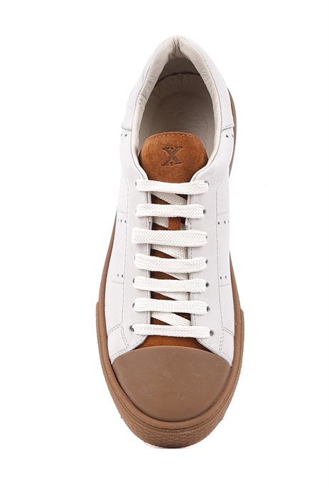 Shoetyle - Hakiki Deri Bej Rengi Erkek Sneaker - 666-03-80 