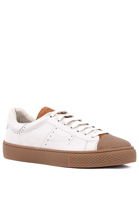 Shoetyle - Hakiki Deri Bej Rengi Erkek Sneaker - 666-03-80 